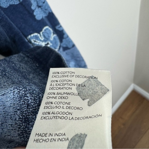 We the Free Denim Blue Floral Embroidered Long Sleeve Oversized Shirt Large - Picture 8 of 9